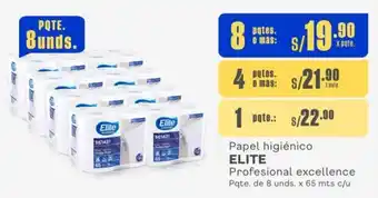 Makro Papel higiénico ELITE Profesional excellence Pqte. de 8 unds. x 65 mts c/u oferta