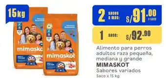 Makro Alimento para perros adultos raza pequeña, mediana y grande MIMASKOT Sabores variados Saco x 15 kg oferta
