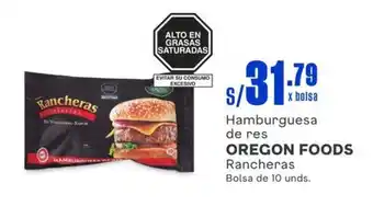 Makro Hamburguesa de res OREGON FOODS Rancheras Bolsa de 10 unds. oferta