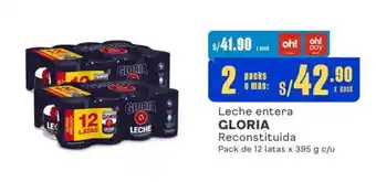 Makro Leche entera GLORIA Reconstituida Pack de 12 latas x 395 g c/u oferta