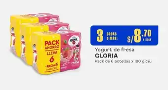 Makro Yogurt de fresa GLORIA Pack de 6 botellas x 180 g c/u oferta