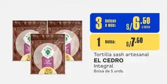 Makro Tortilla sash artesanal EL CEDRO Integral Bolsa de 5 unds. oferta