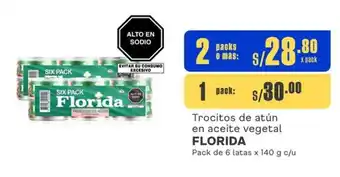 Makro Trocitos de atún en aceite vegetal FLORIDA Pack de 6 latas x 140 g c/u oferta