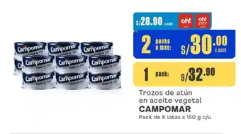 Makro Trozos de atún en aceite vegetal CAMPOMAR Pack de 6 latas x 150 g c/u oferta