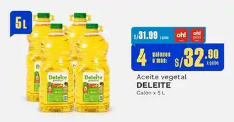 Makro Aceite vegetal DELEITE Galón x 5 L oferta