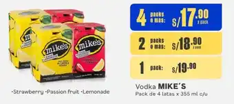 Makro Vodka MIKE'S Pack de 4 latas x 355 ml c/u oferta