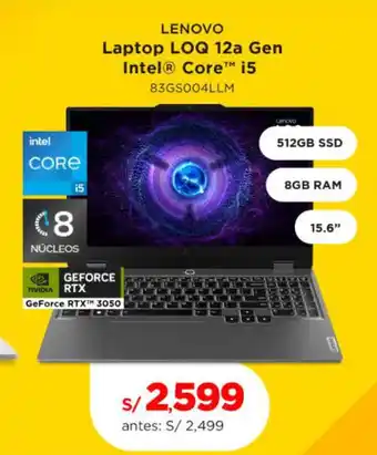 La Curacao LENOVO Laptop LOQ 12a Gen Intel Core i5 83GS004LLM oferta