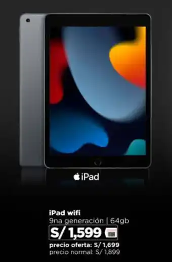 Ripley iPad wifi 9na generación 64gb oferta