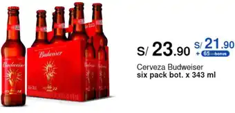 Metro Cerveza Budweiser six pack bot. x 343ml oferta