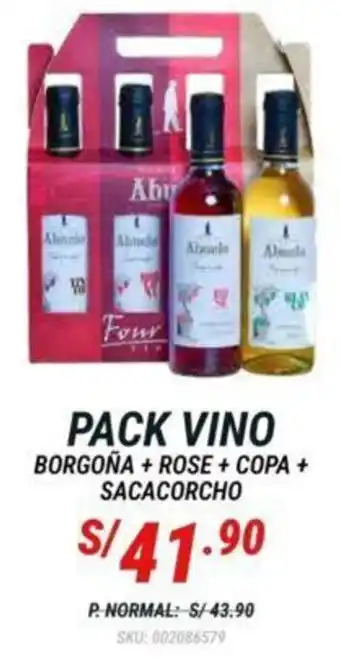 PACK VINO BORGOÑA + ROSE + COPA + SACACORCHO