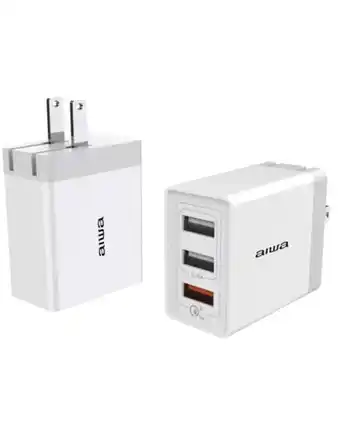 Tiendas EFE Cargador de celular aiwa de con 3 puertos usb carga rápida awp2232qw blanco oferta