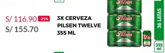 Tottus CERVEZA PILSEN TWELVE 3X355ML oferta