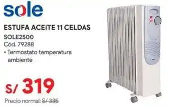 Hiraoka sole sole ESTUFA ACEITE 11 CELDAS SOLE2500 oferta