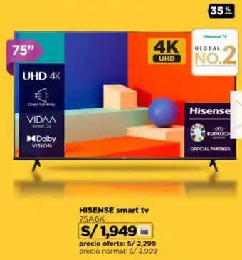 Ripley HISENSE smart tv 75A6K oferta