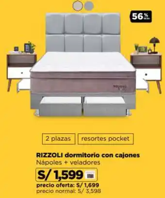 RIZZOLI dormitorio con cajones Nápoles + veladores