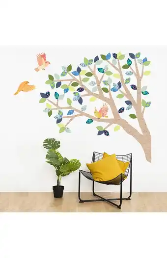 Tiendas EFE Vinilo stickart árbol roble pequeño marrón y azul oferta