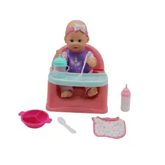 Tottus Muneca bebe 35cm con sillita de comer y accesorio oferta