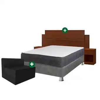 Tottus Combo cama samay 2 plazas + cabecera + 02 veladores + sofa cama oferta