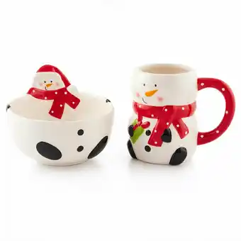 Tottus Set desayuno navidad taza + bowl hombre de nieve oferta