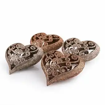 Tottus Set x4 colgante corazon champagne rosa 9 cm oferta