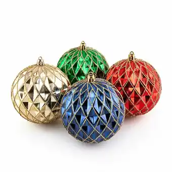 Tottus Set x4 colgante bola verde azul 10 cm oferta