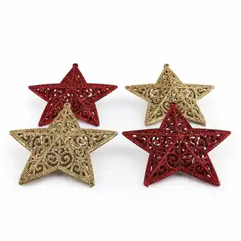 Tottus Set x4 colgante estrella rojo dorado 12 cm oferta