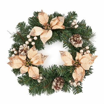 Tottus Corona flores rose gold 45 cm oferta