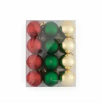 Tottus Set x 24 bolas 4 cm rojo verde dorado oferta