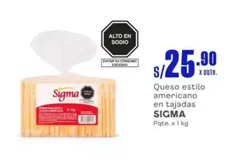 Makro Queso estilo americano en tajadas SIGMA Pqte. x 1 kg oferta