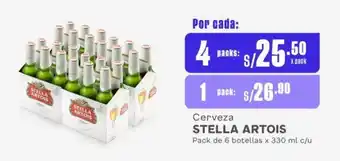 Makro Cerveza STELLA ARTOIS Pack de 6 botellas x 330 ml c/u oferta