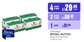 Makro Cerveza ROYAL DUTCH Pack de 10 botellas x 250 ml c/u oferta