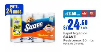 Makro Papel higiénico SUAVE Resistemax 30 mts Pqte. de 24 unds. oferta