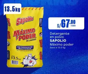 Makro Detergente en polvo SAPOLIO Máximo poder Saco x 13.5 kg oferta