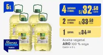 Makro Aceite vegetal ARO 100% soya Galón x 5 L oferta