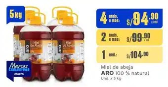 Makro Miel de abeja ARO 100% natural Und. x 5 kg oferta