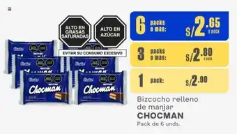 Makro Bizcocho relleno de manjar CHOCMAN Pack de 6 unds. oferta