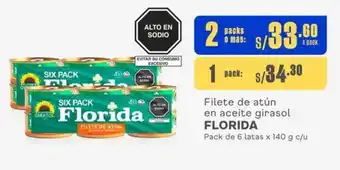 Makro Filete de atún en aceite girasol FLORIDA Pack de 6 latas x 140 g c/u oferta