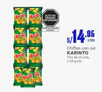 Plaza Vea Chifles con sal KARINTO Tira de 13 unds. x 34 g c/u oferta