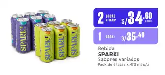 Plaza Vea Bebida SPARK! Sabores variados Pack de 6 latas x 473 ml c/u oferta