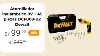 Promart Atornillador inalámbrico 8V + 45 piezas DCF008-B2 DEWALT oferta