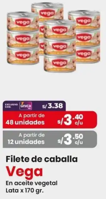 Vega Filete de caballa Vega En aceite vegetal Lata x 170gr oferta