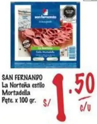 MaxiAhorro SAN FERNANDO La Norteña estilo Mortadella Pqte x 100gr oferta