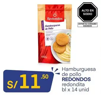 Plaza Vea Hamburguesa de Pollo Redondos oferta