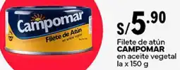 Plaza Vea Filete de atún CAMPOMAR en aceite vegetal la x 150g oferta