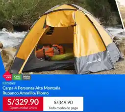 Sodimac Klimber Carpa 4 Personas Alta Montaña Rupanco Amarillo/Plomo oferta