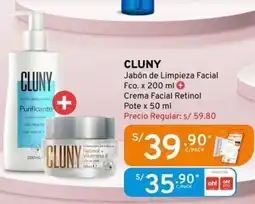 Mifarma CLUNY Jabón de Limpieza Facial Fco. x 200 ml + Crema Facial Retinol Pote x 50 ml oferta