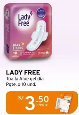 Mifarma LADY FREE Toalla Aloe gel día Pqte. x 10 und. oferta