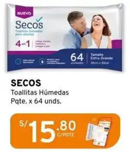 Mifarma SECOS Toallitas Húmedas Pqte. x 64 unds. oferta
