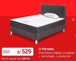 Wong Paraíso Dormitorio Nappy 1.5 plazas + almohada + protector oferta