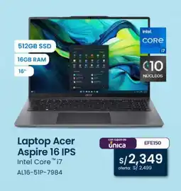 Tiendas EFE Laptop Acer Aspire 16 IPS Intel Core i7 AL16-51P-7984 oferta